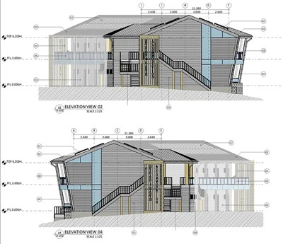 Divu-stāvu saliekamo viesnīcu konstrukcijas un materiālu saraksts Brazīlijas klientam
